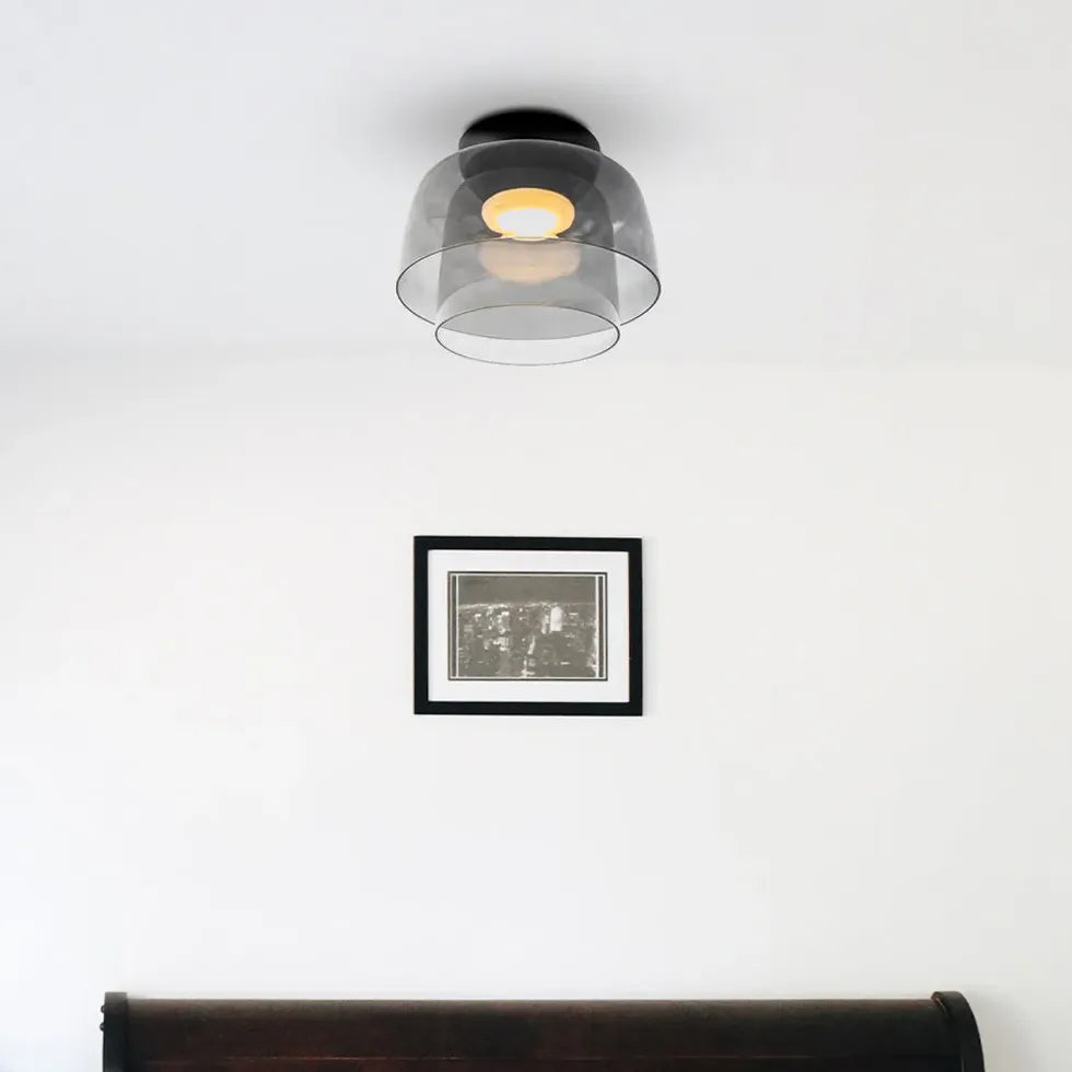Glas groen met meerlaagse plafondlamp