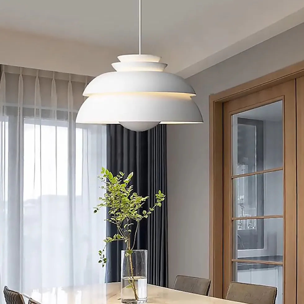 Hanglamp eettafel wit gestapelde schijfvorm