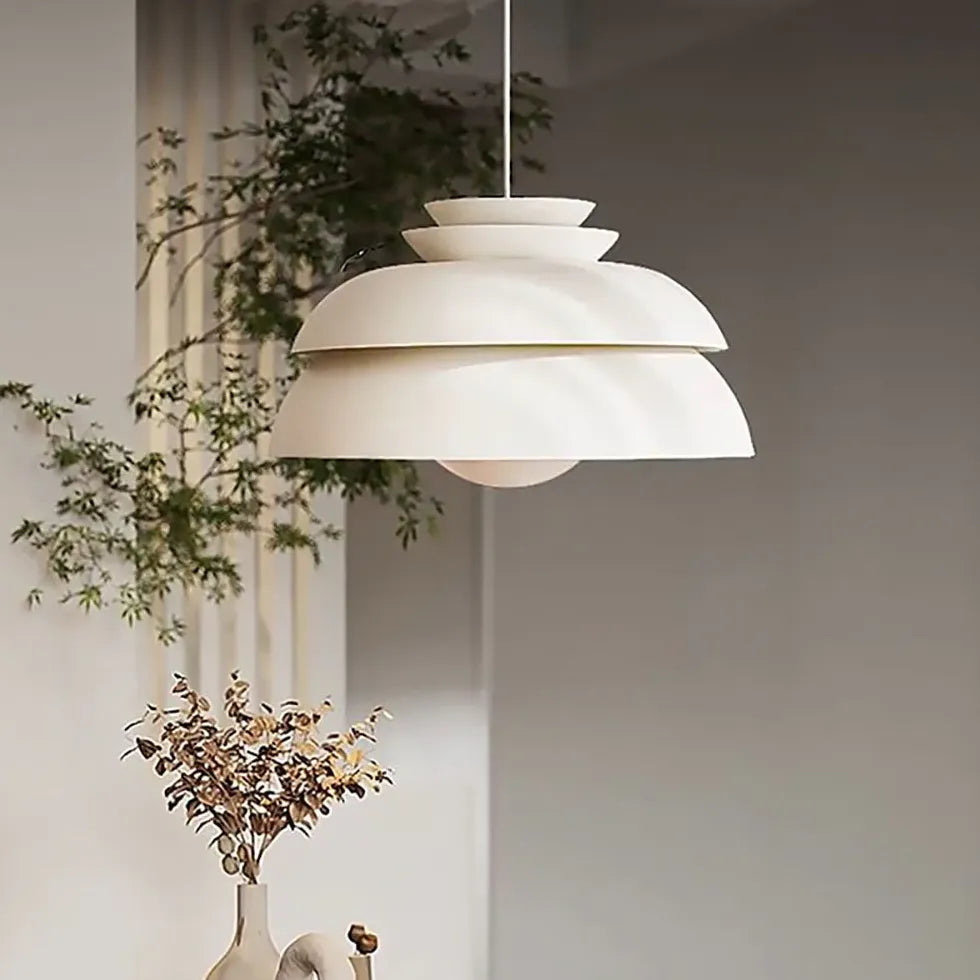 Hanglamp eettafel wit gestapelde schijfvorm