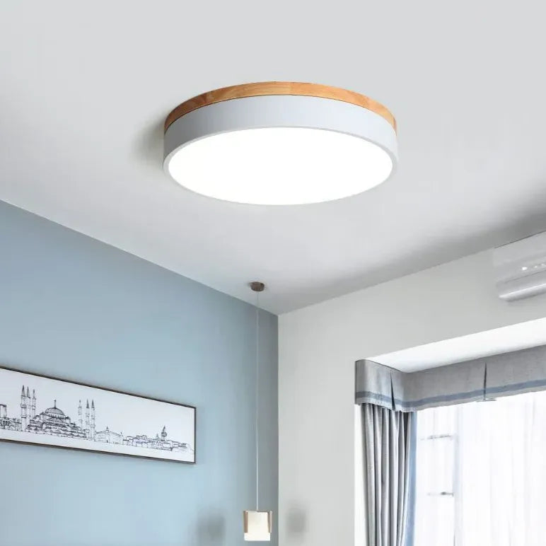 Led lamp slaapkamer in ronde grijze uitvoering