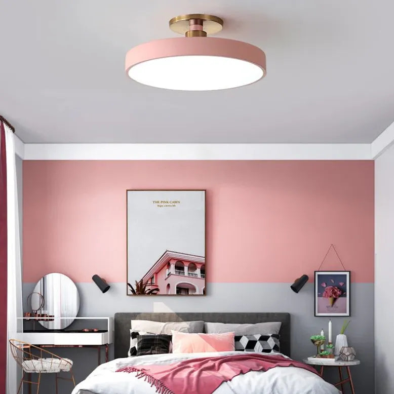 Zwart plafond slaapkamer moderne ronde verlichting
