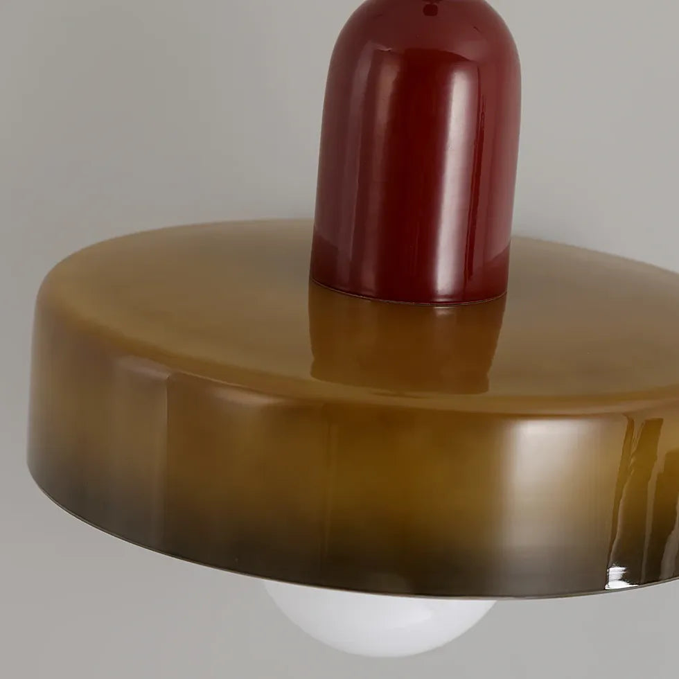 Kleine kroonluchter slaapkamer oranje glazen lamp