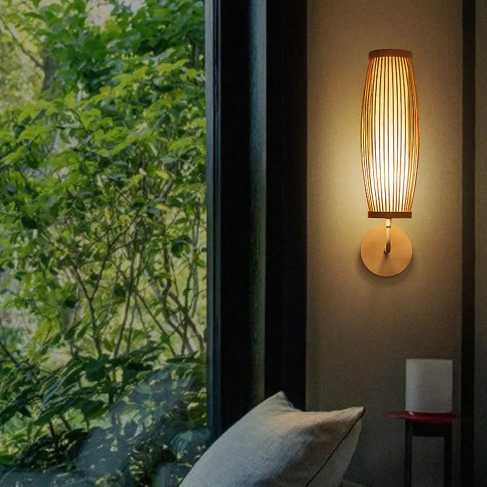 Wandlamp  bamboe  led voor de slaapkamer