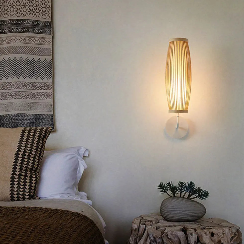 Wandlamp  bamboe  led voor de slaapkamer