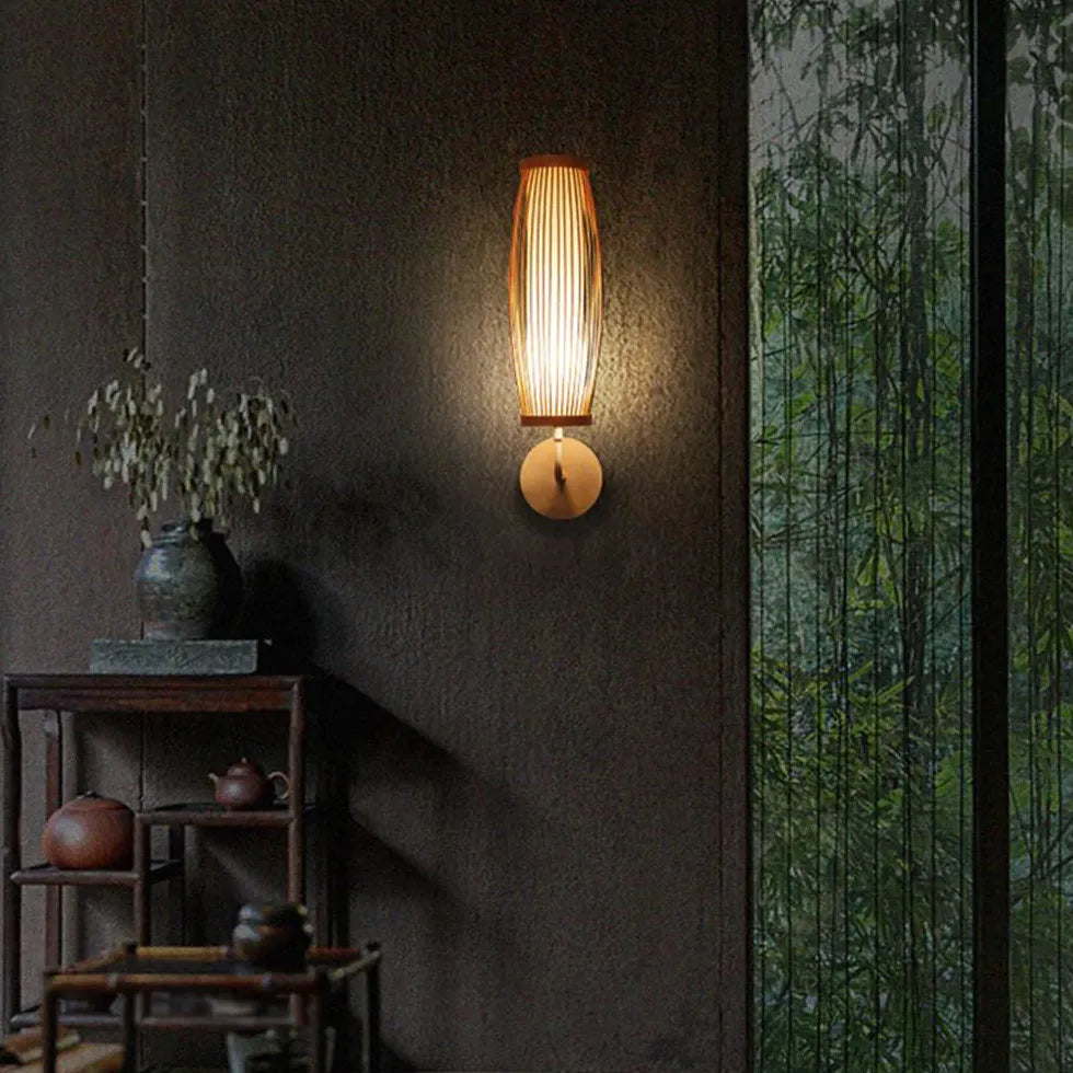 Wandlamp  bamboe  led voor de slaapkamer