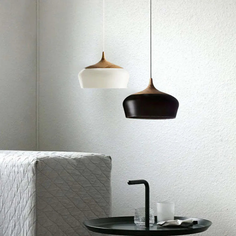 Hanglamp hout wit mat scandinavisch