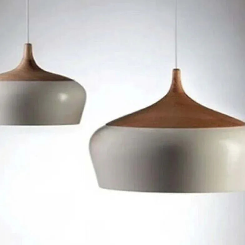 Hanglamp hout wit mat scandinavisch