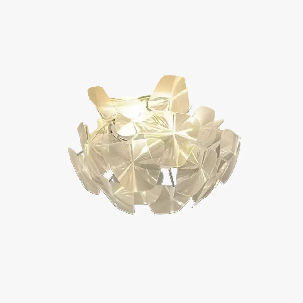 Plafondlamp wit met transparante bladen samengesteld