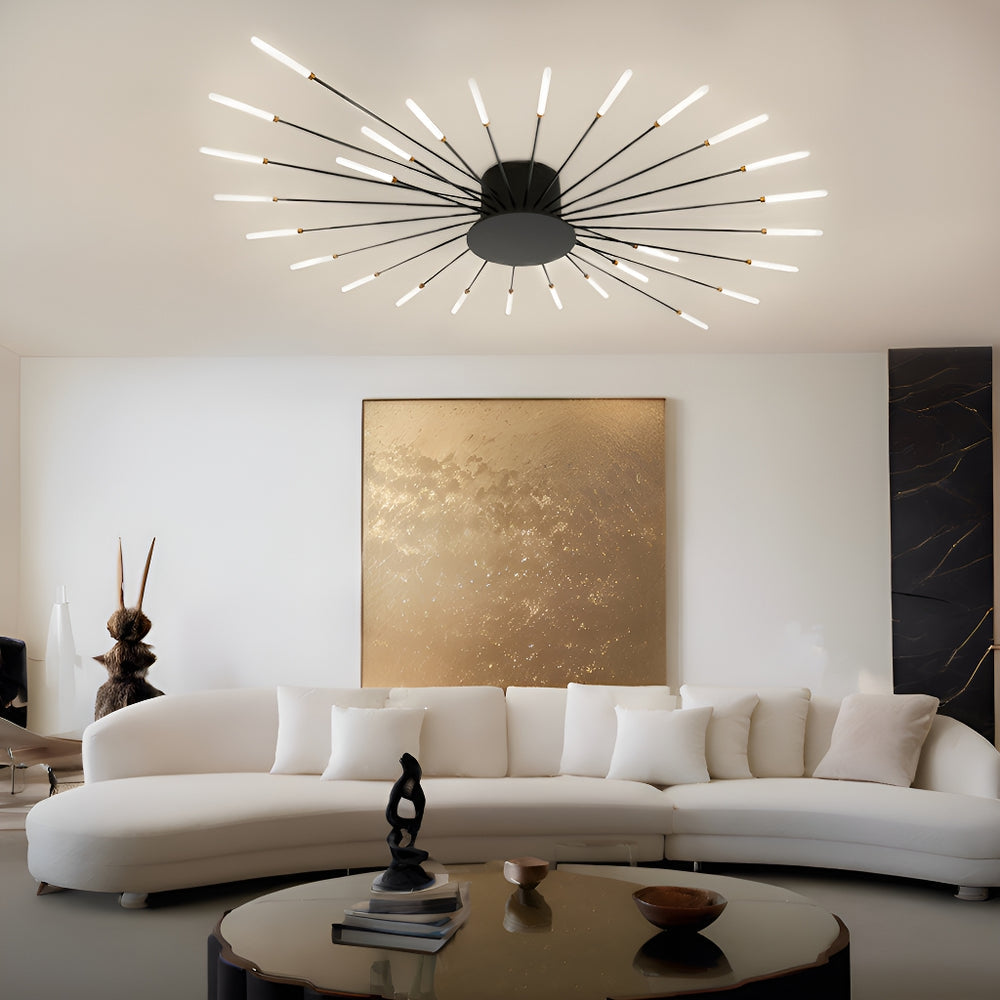Huiskamer verlichting zwarte vuurwerk plafondlamp