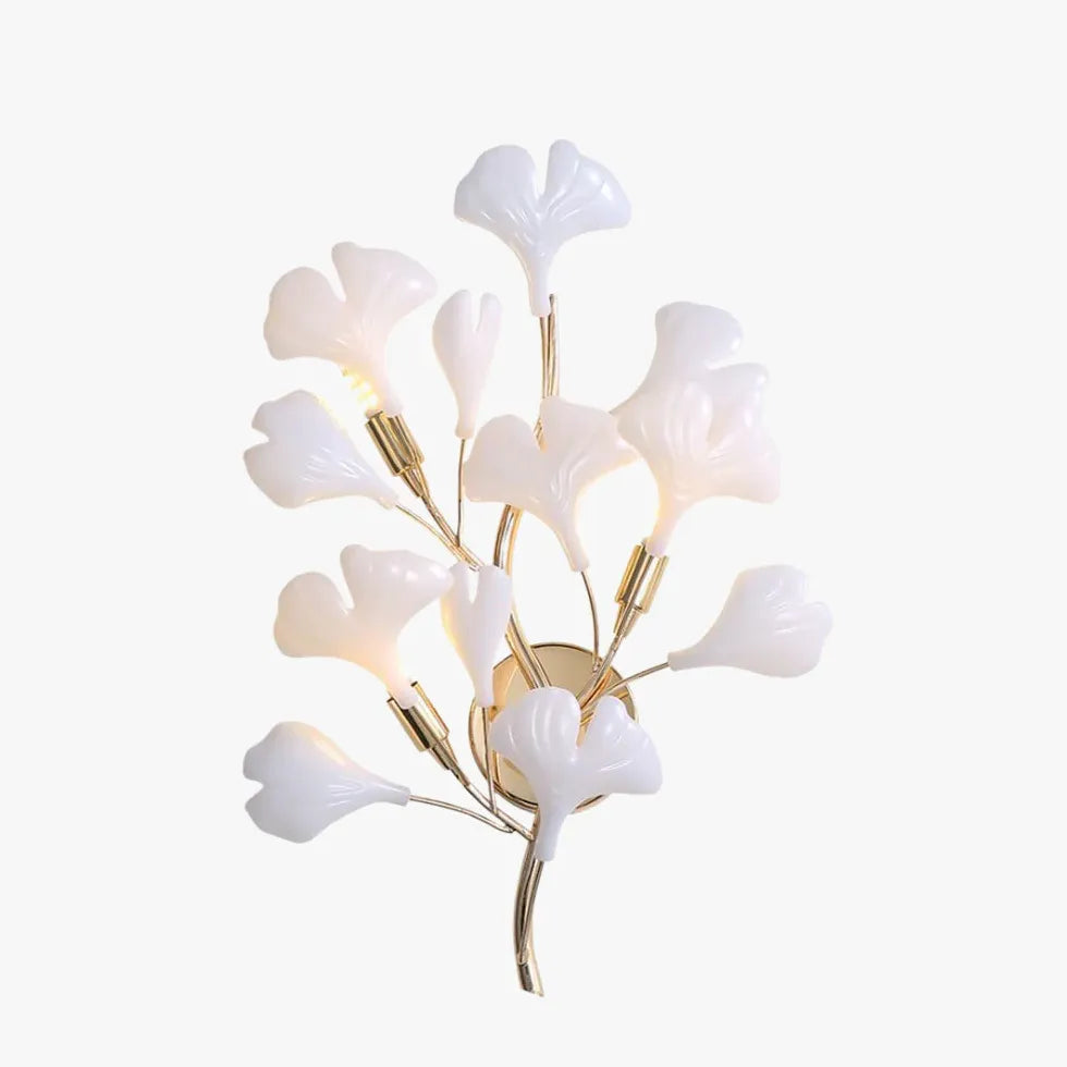 Muurlampen woonkamer witte ginkgo bladeren