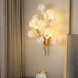 Muurlampen woonkamer witte ginkgo bladeren