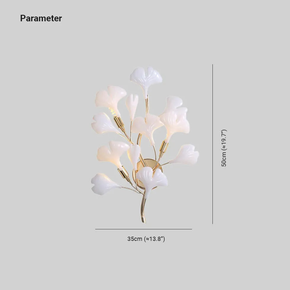 Muurlampen woonkamer witte ginkgo bladeren