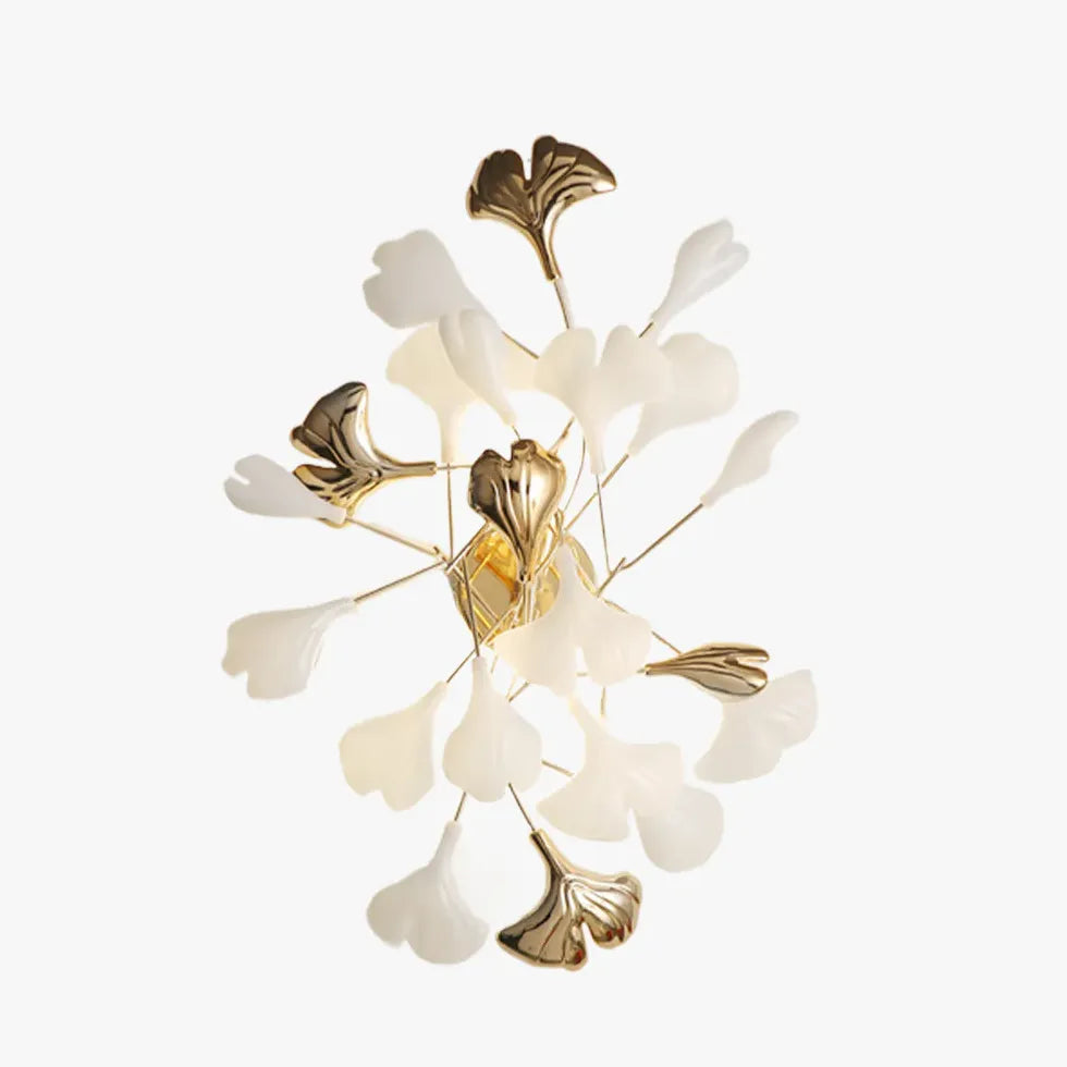 Muurlampen woonkamer witte ginkgo bladeren