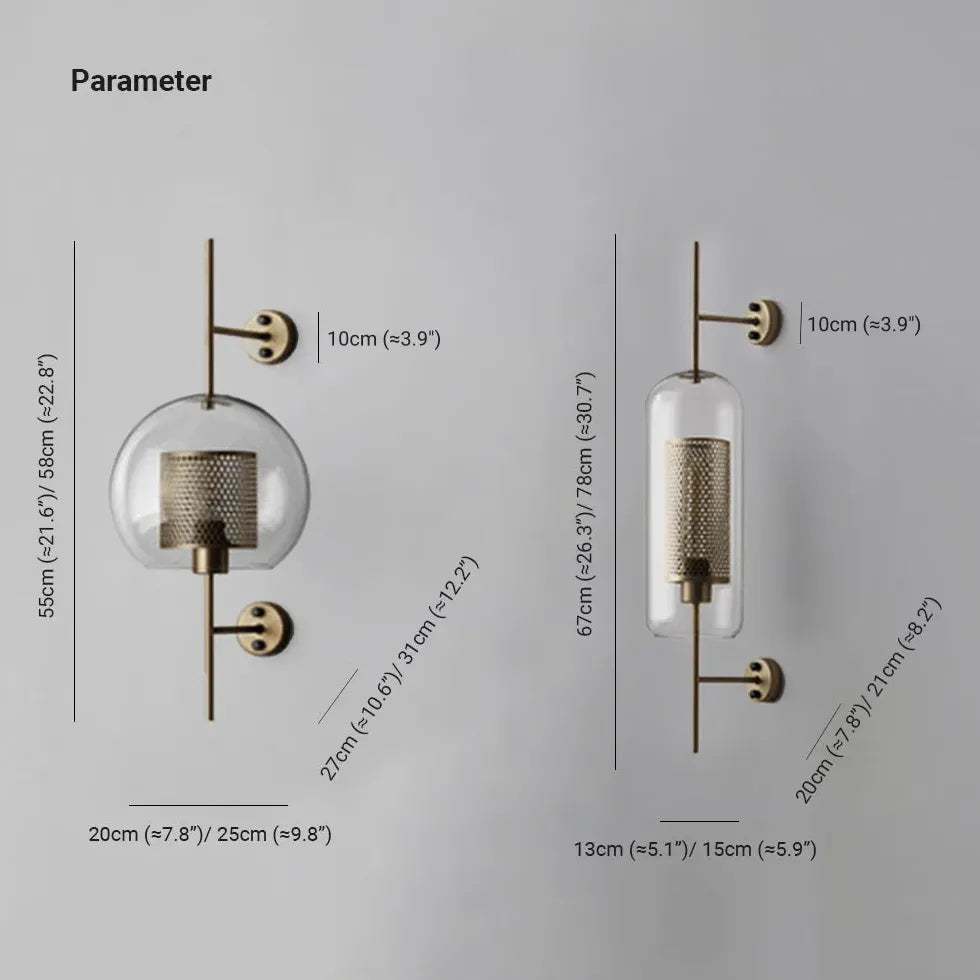 Wandlampen industrieel in koperen metalen gaas