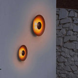 Buiten wandlamp wit metalen schijf