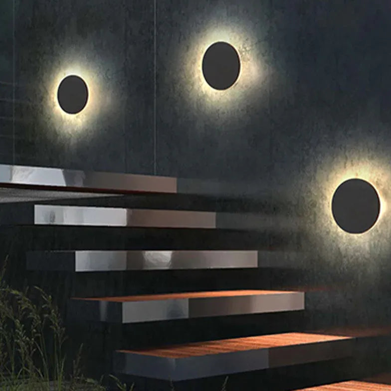 Wandlamp buiten zwart sensor met ronde vorm