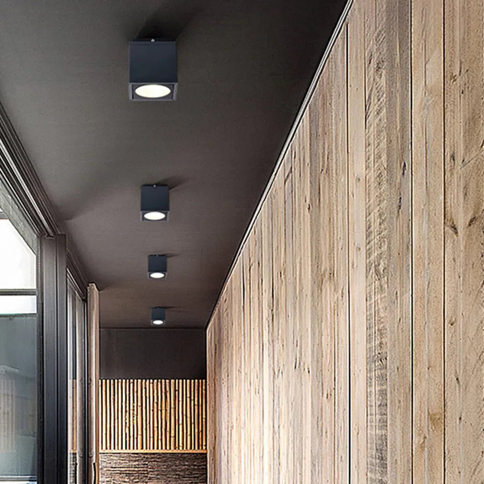 Plafondlamp voor gang modern zwart kubusvorm