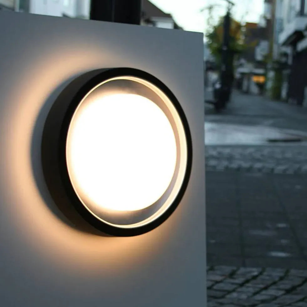 Buitenlamp wandlamp zwart met ronde vor