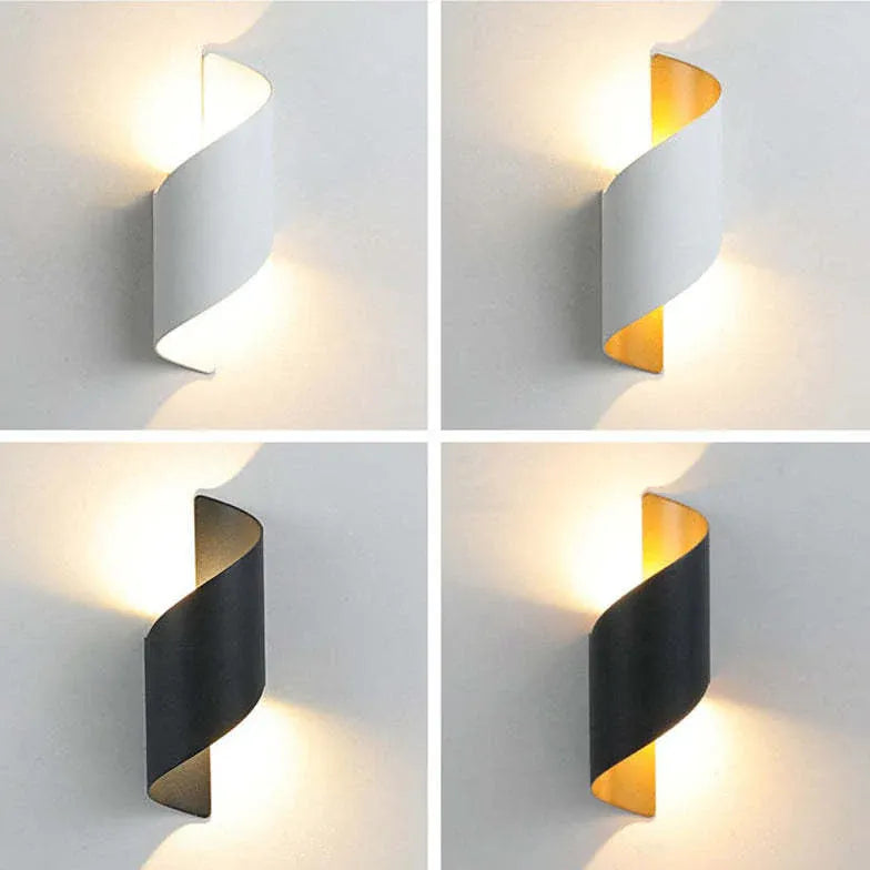 Zwart gouden wandlamp voor buiten met spiraalvorm