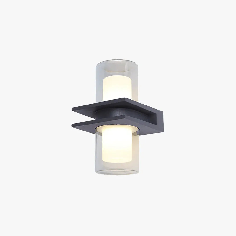 Wandlamp buiten up down zwart glas