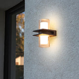 Wandlamp buiten up down zwart glas