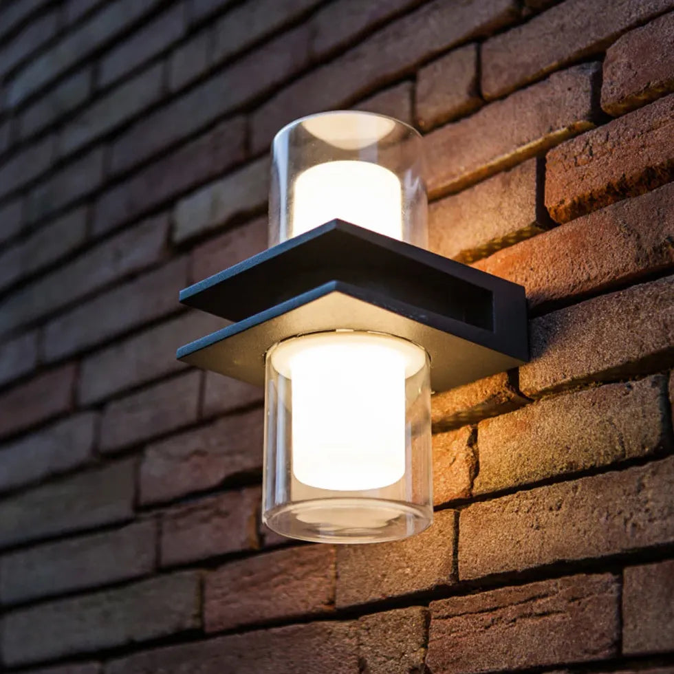 Wandlamp buiten up down zwart glas