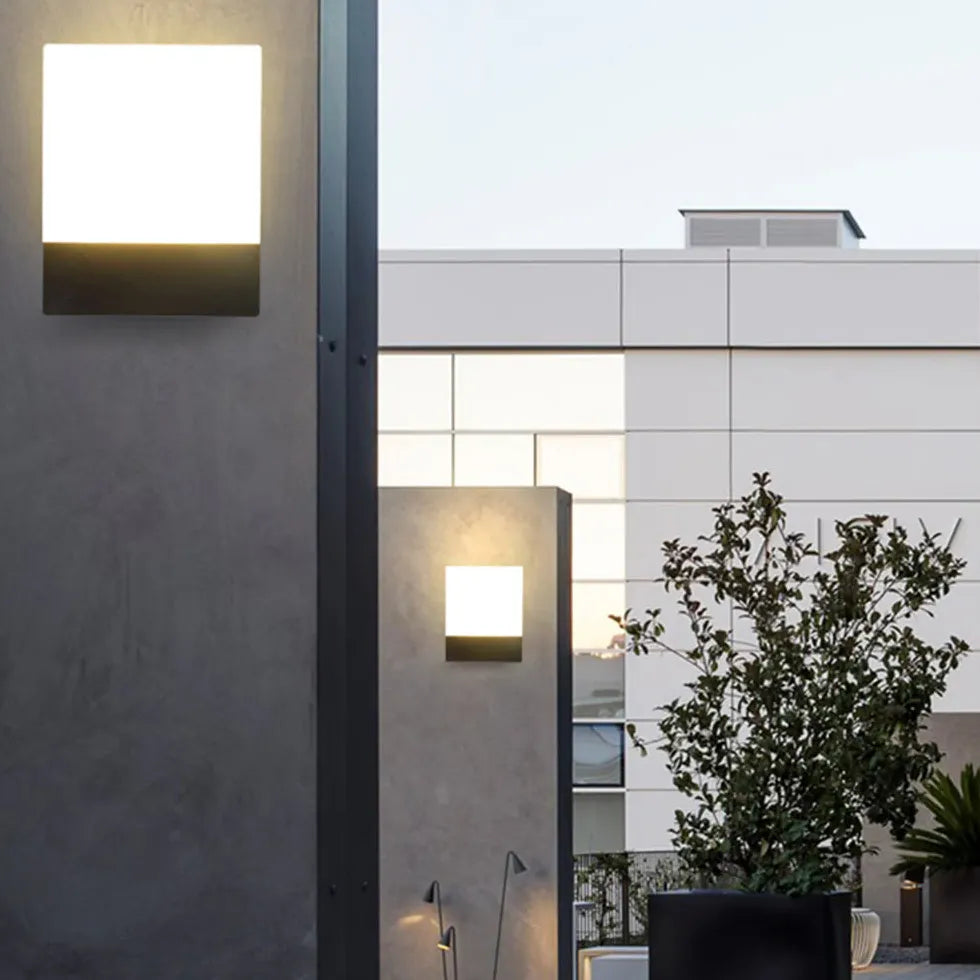 Sensorlampen buiten zwart met rechthoekige led