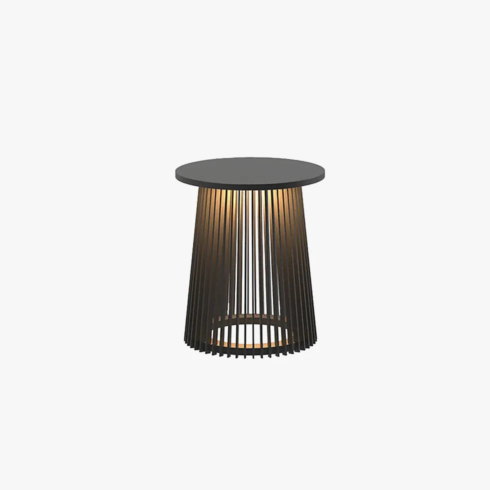 Buitenlamp staand zwart met ingebouwde tafel