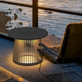Buitenlamp staand zwart met ingebouwde tafel