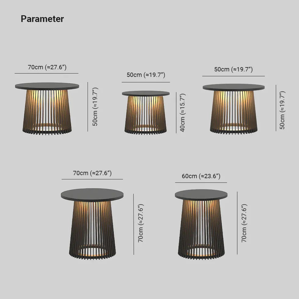 Buitenlamp staand zwart met ingebouwde tafel