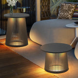 Buitenlamp staand zwart met ingebouwde tafel
