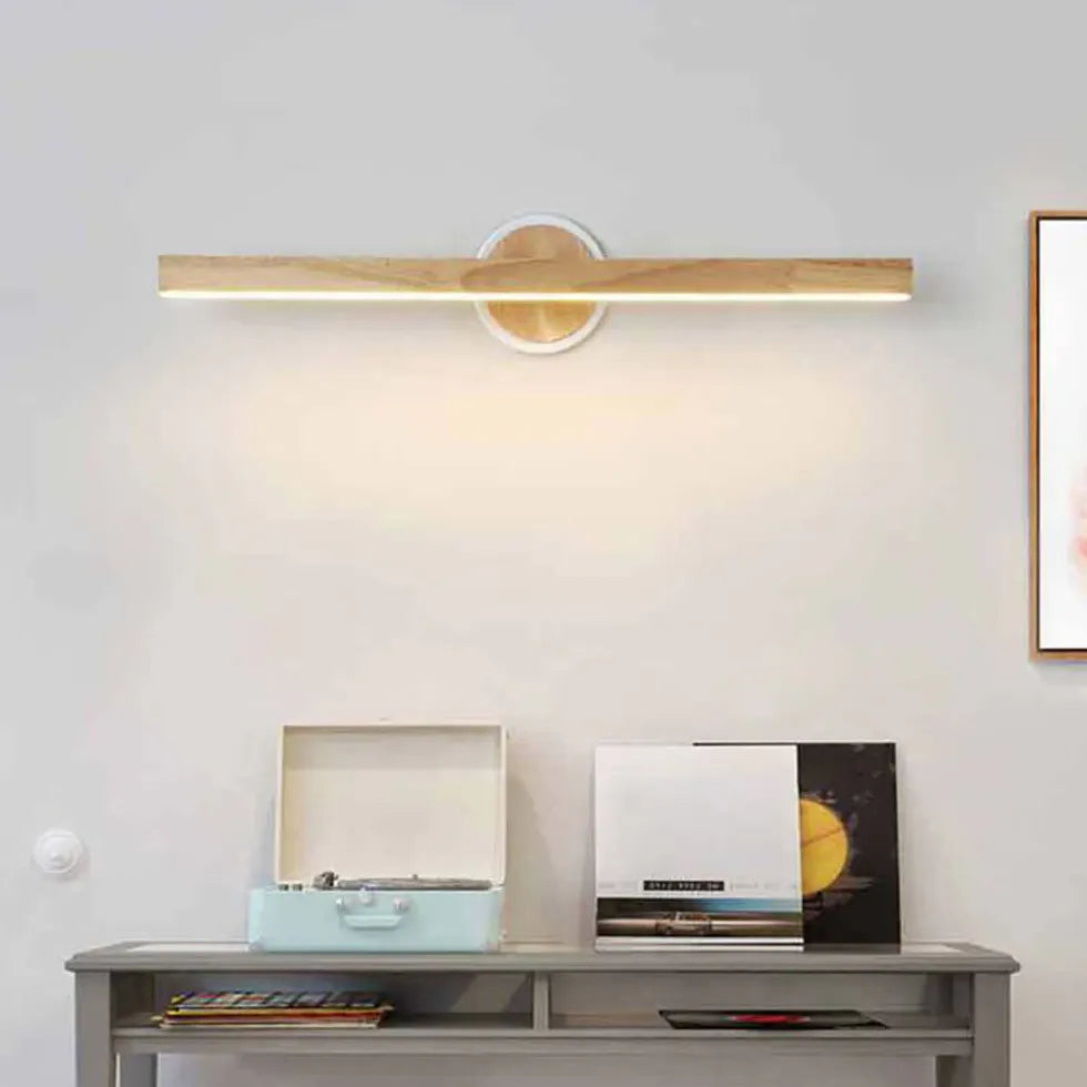 Badkamer wand lamp van hout met LED-verlichting