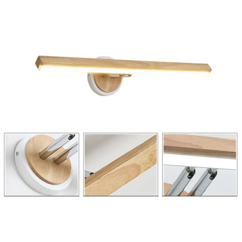 Badkamer wand lamp van hout met LED-verlichting
