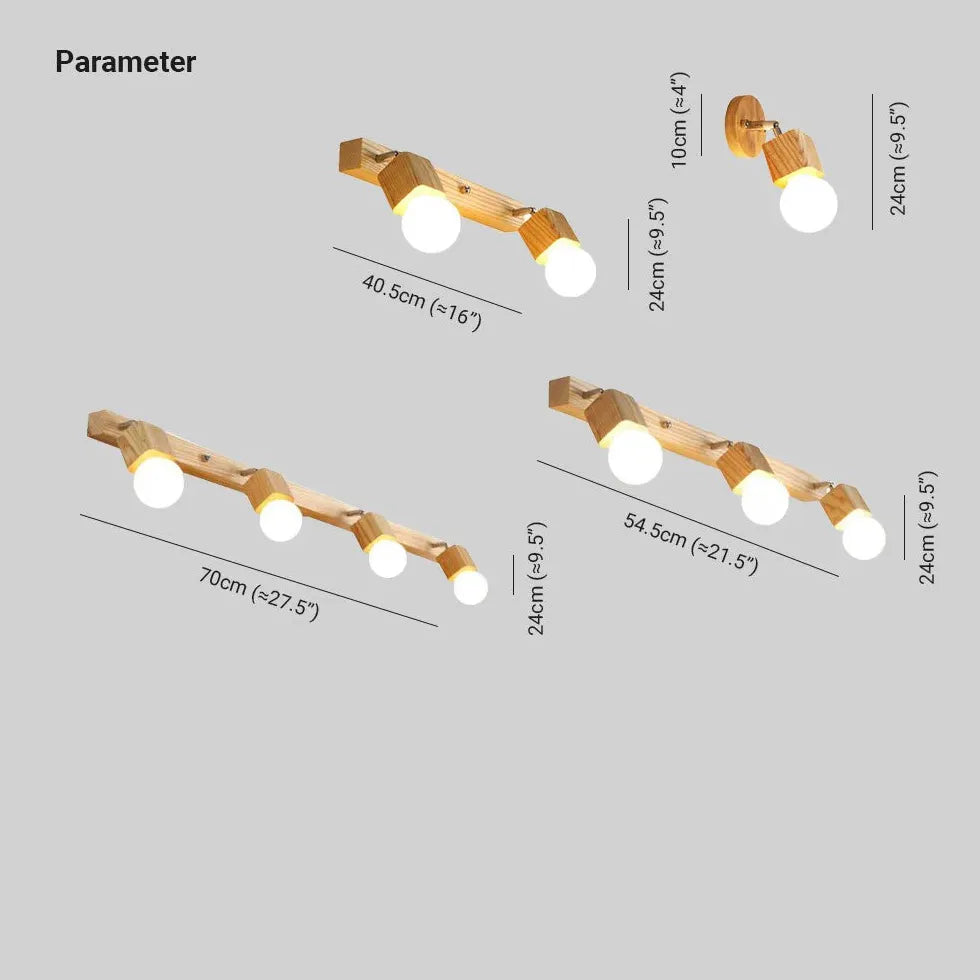 Moderne wandlamp hout met meerdere lampen