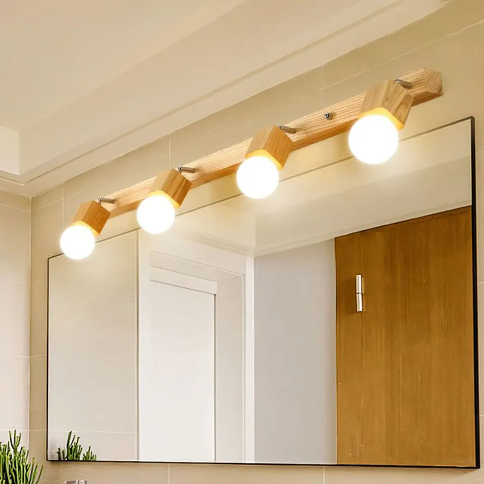 Moderne wandlamp hout met meerdere lampen