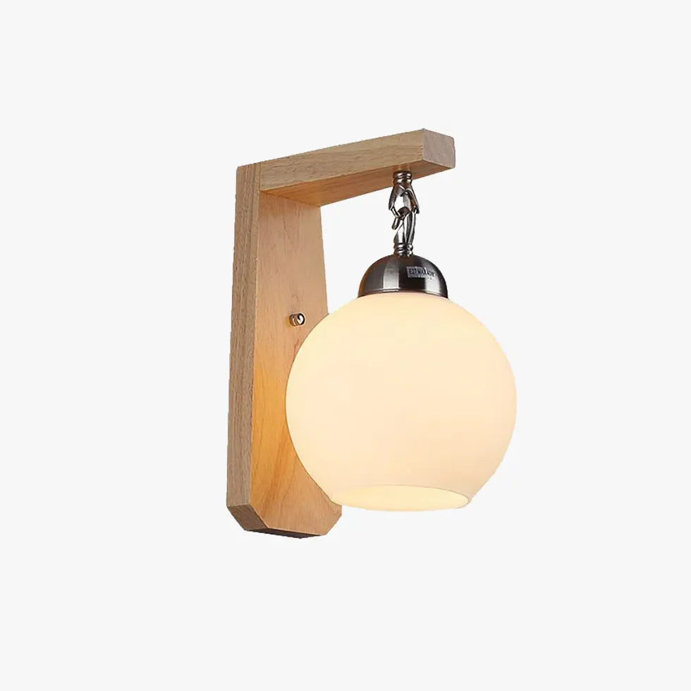 Moderne witte glazen houten wandlamp
