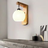 Moderne witte glazen houten wandlamp