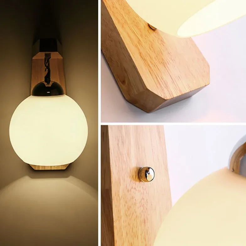 Moderne witte glazen houten wandlamp