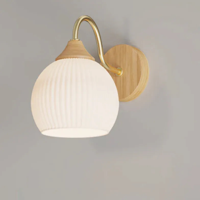 Bedlamp muur met witte glazen lamp voor slaapkamer