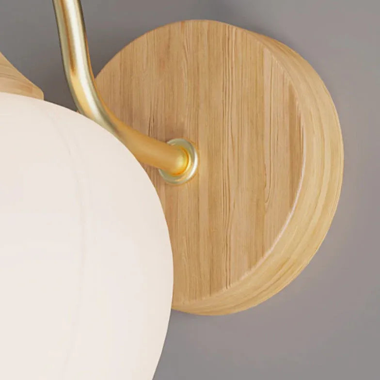 Bedlamp muur met witte glazen lamp voor slaapkamer