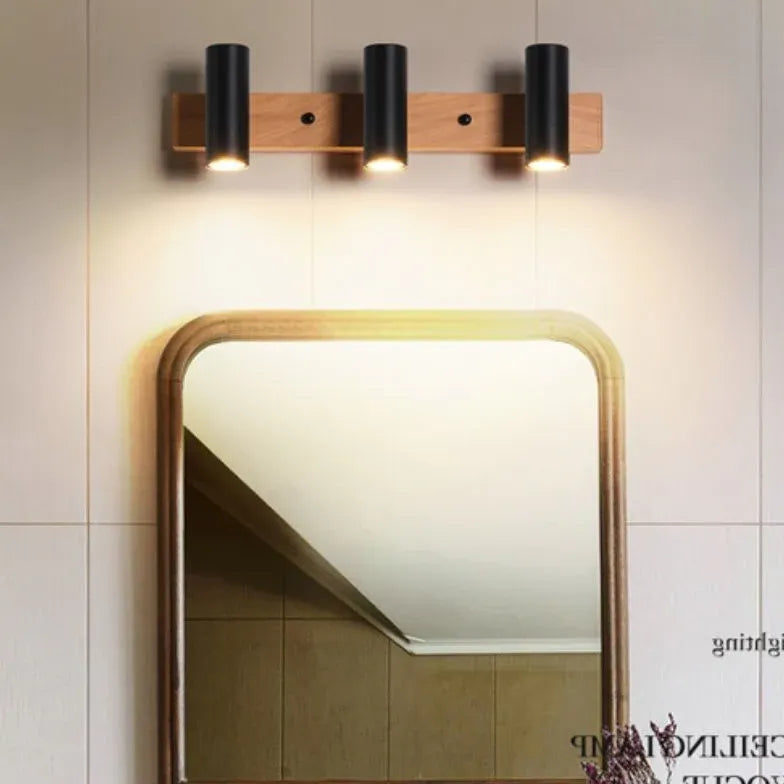 Wandlamp badkamer hout met verstelbare meerlampige functies