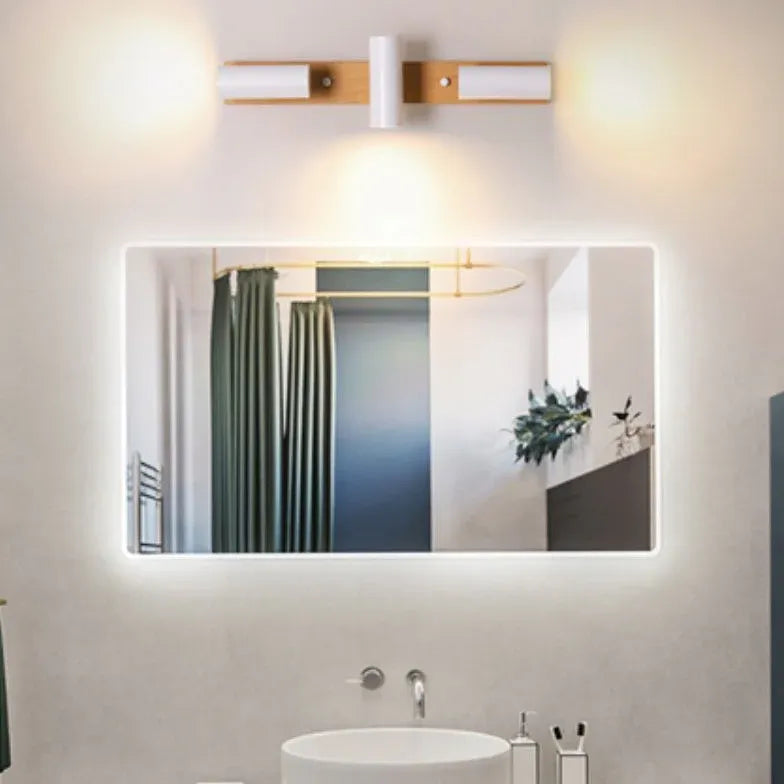 Wandlamp badkamer hout met verstelbare meerlampige functies