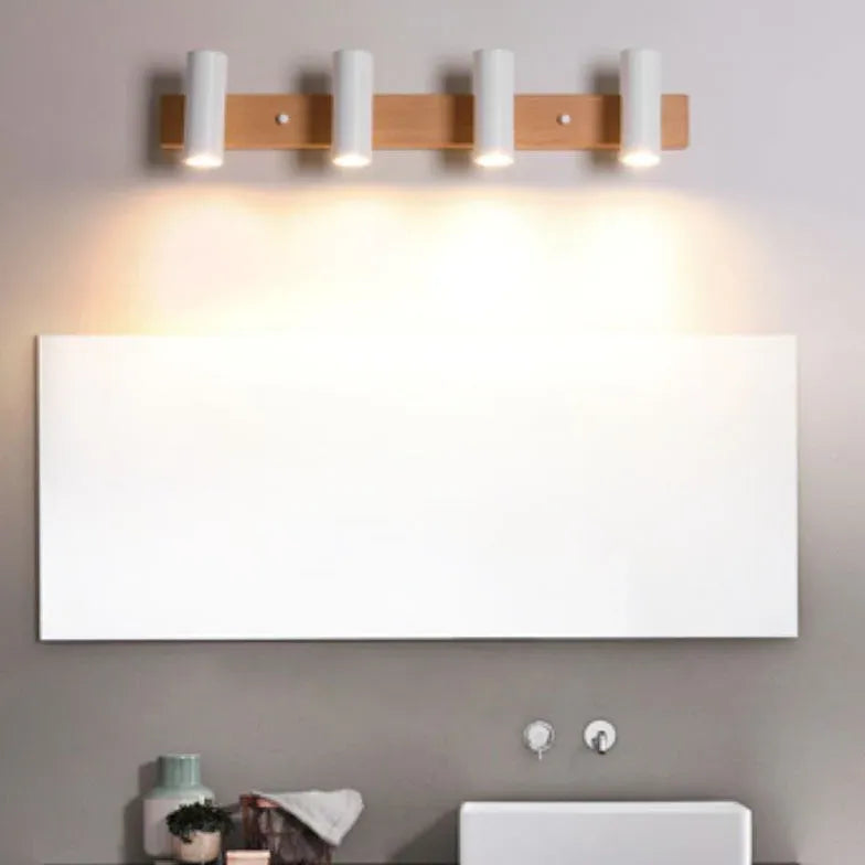 Wandlamp badkamer hout met verstelbare meerlampige functies