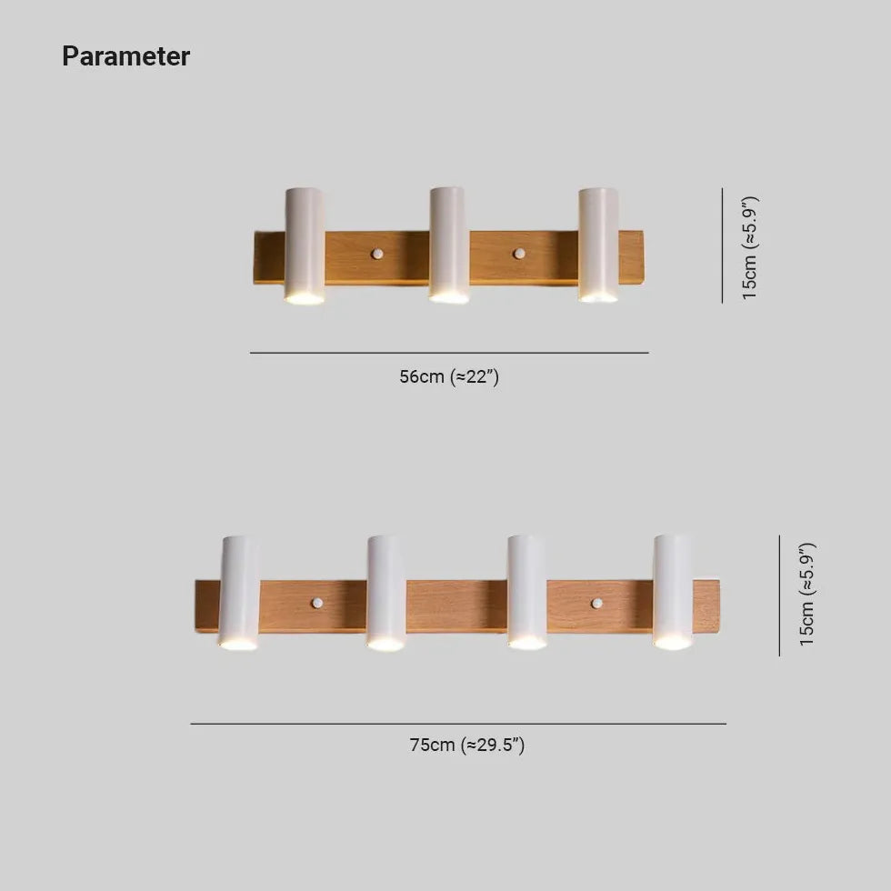 Wandlamp badkamer hout met verstelbare meerlampige functies