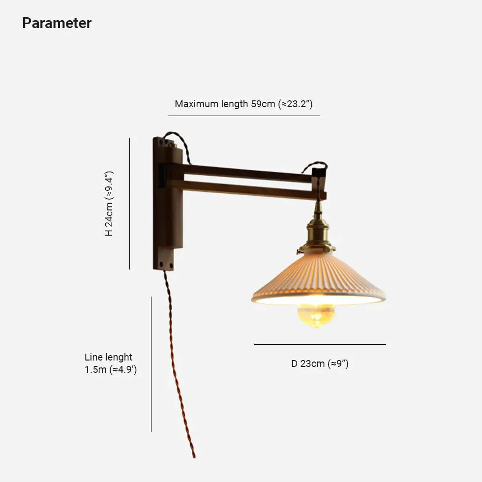 Wandlamp met snoer en stekker in vintage witte stijl