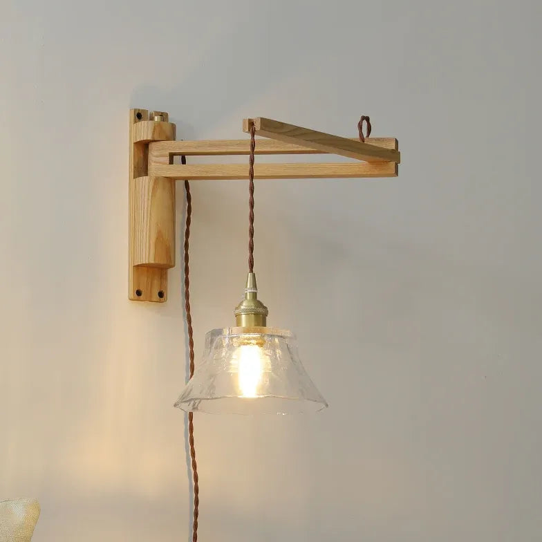 Wandlamp met snoer en stekker in vintage witte stijl