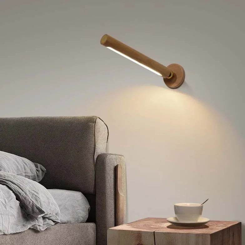 Houten wandlampjes met dimfunctie en USB-oplader