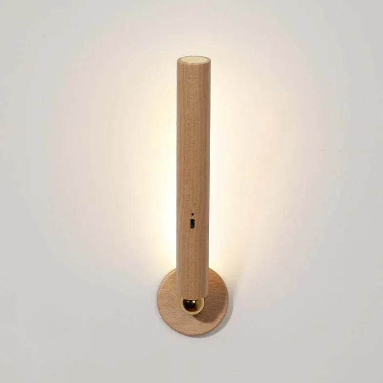 Houten wandlampjes met dimfunctie en USB-oplader
