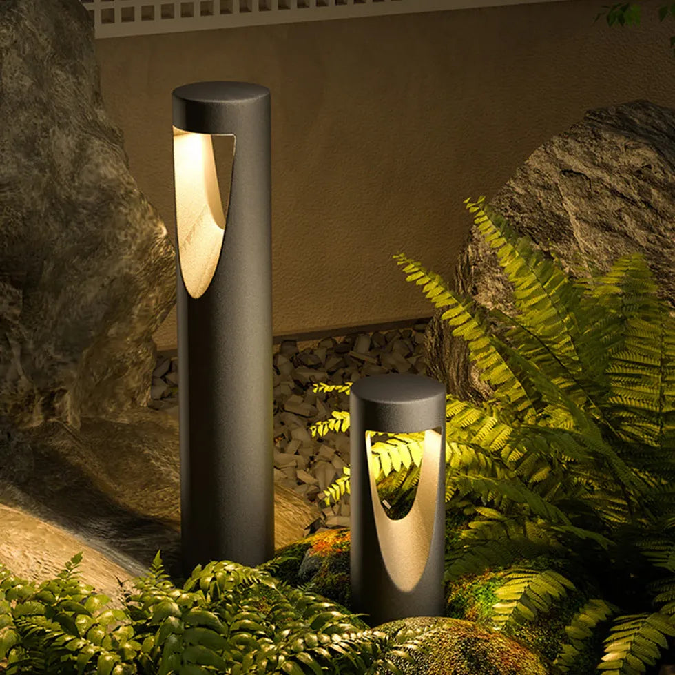 LED zwarte cilindervormige padverlichting buiten lichtkolom