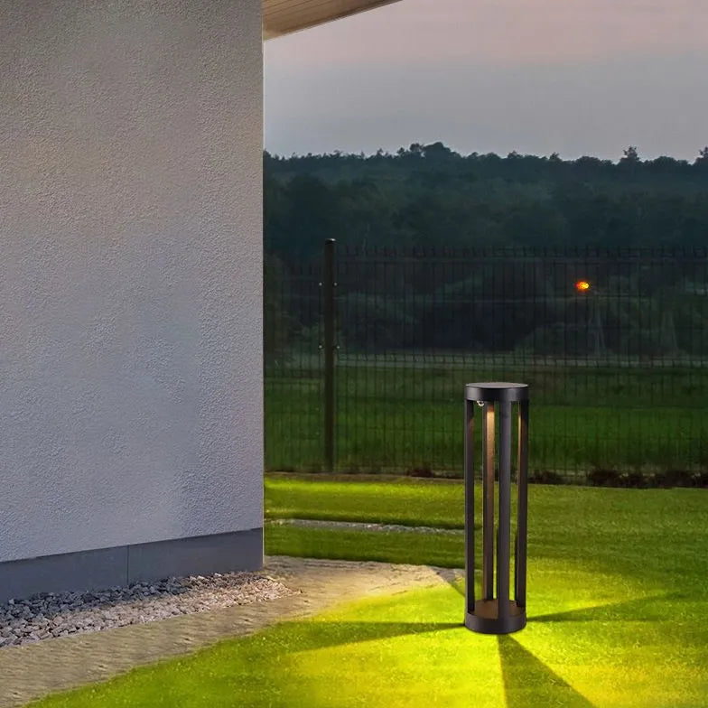 Sokkellamp led met zwarte cilindervorm en zonne-energie